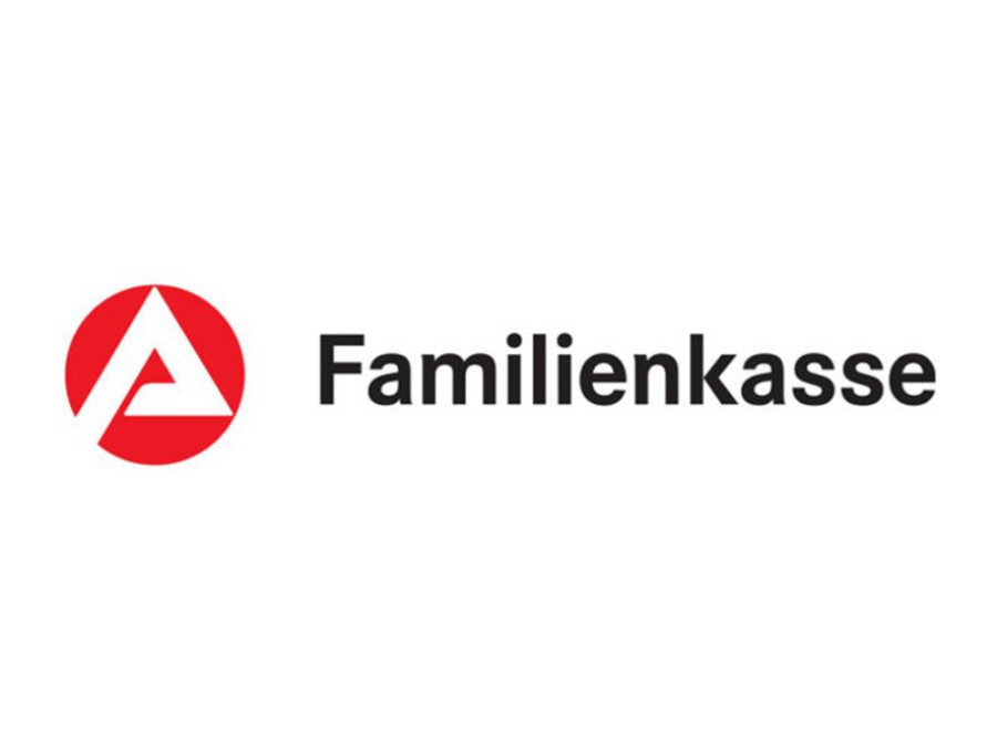 Logo Arbeitsamt und Wort Familienkasse in schwarzer Schrift