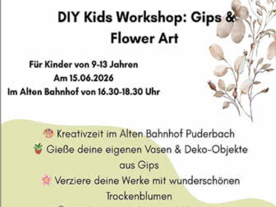 Flyer JuKuZ Workshop Gips & Flower Art