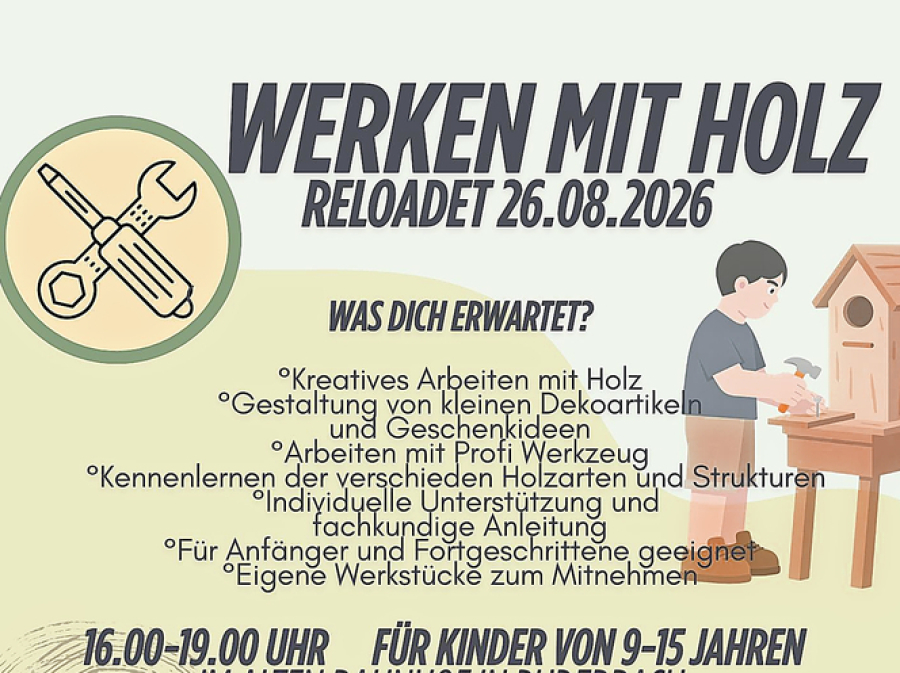Jugendpflege VG Puderbach Flyer Werken mit Holz